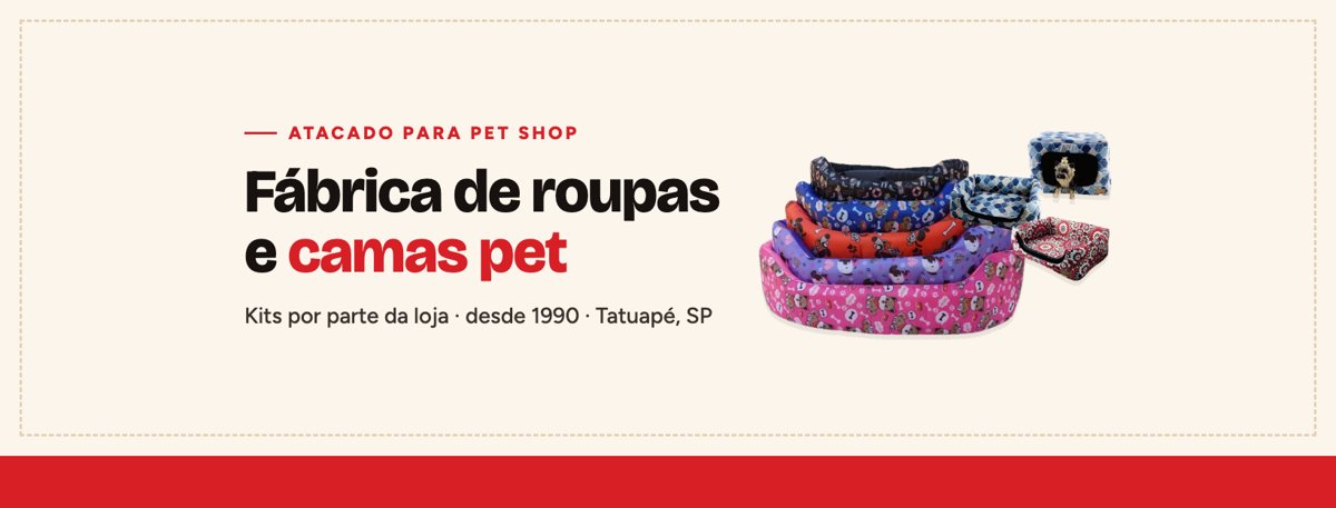 Capa do Facebook: Fábrica de roupas e camas pet, atacado para pet shop